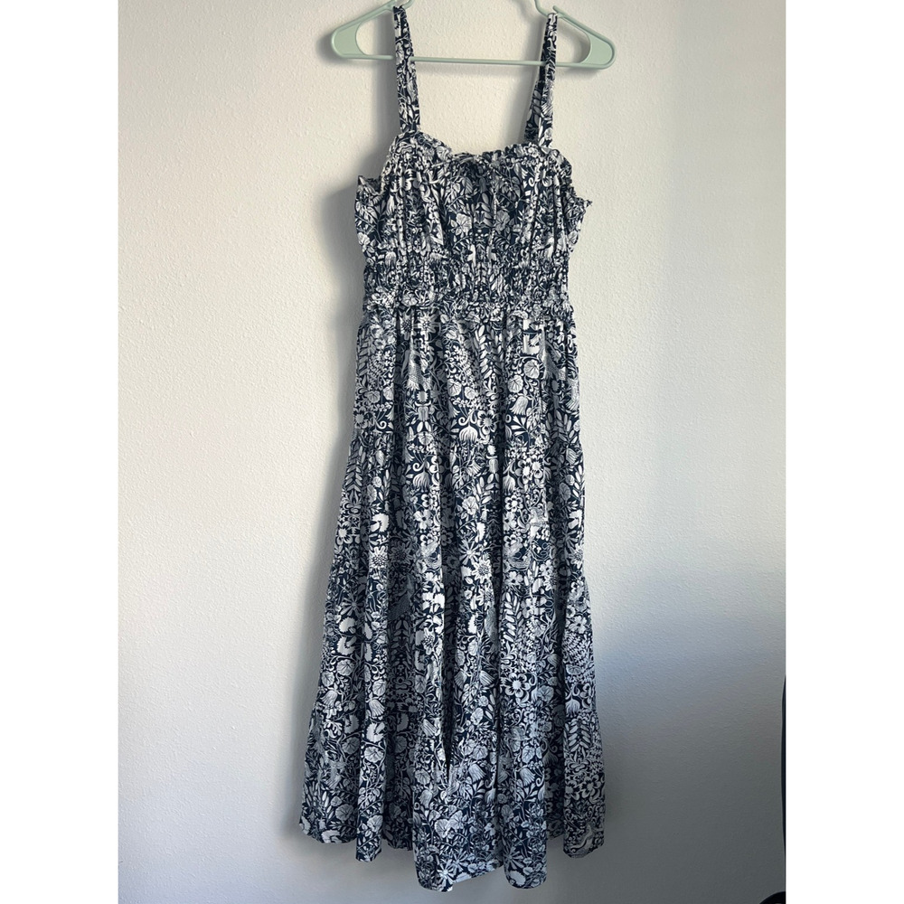 J Crew Sevilla Tiered Dress In Mermaid Floral Medium Cotton FLAW Read